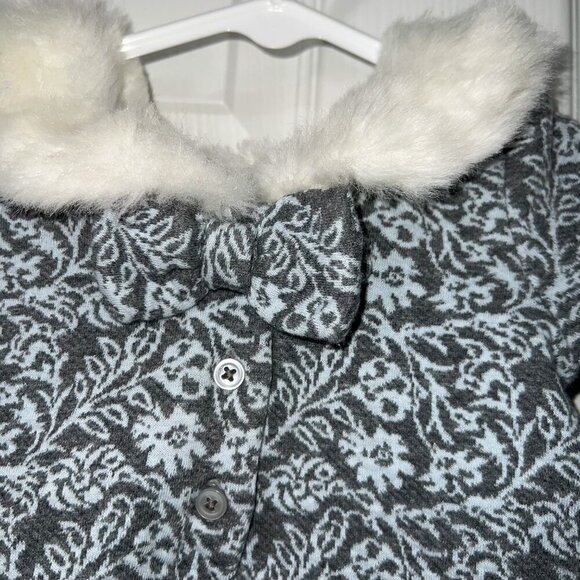 Janie and Jack Baby Girl Grey Dress with Fur Collar and Cuffs Size 6-12 Months - Picture 3 of 5